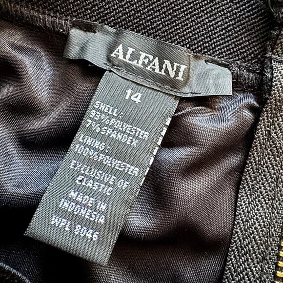 Alfani Pencil Skirt Womens 14 Black Gold foil Shimmer Textured Knee Length - Picture 5 of 10